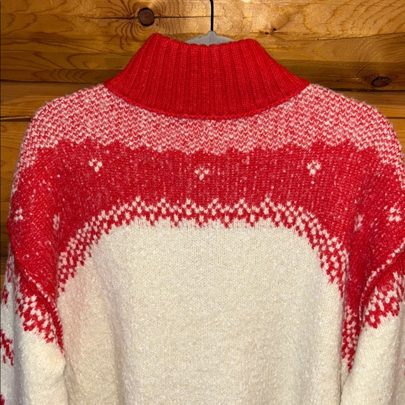 Free People NWT Mythical Knit Sweater Size Large in Vanilla Scarlet Combo - Picture 11 of 14